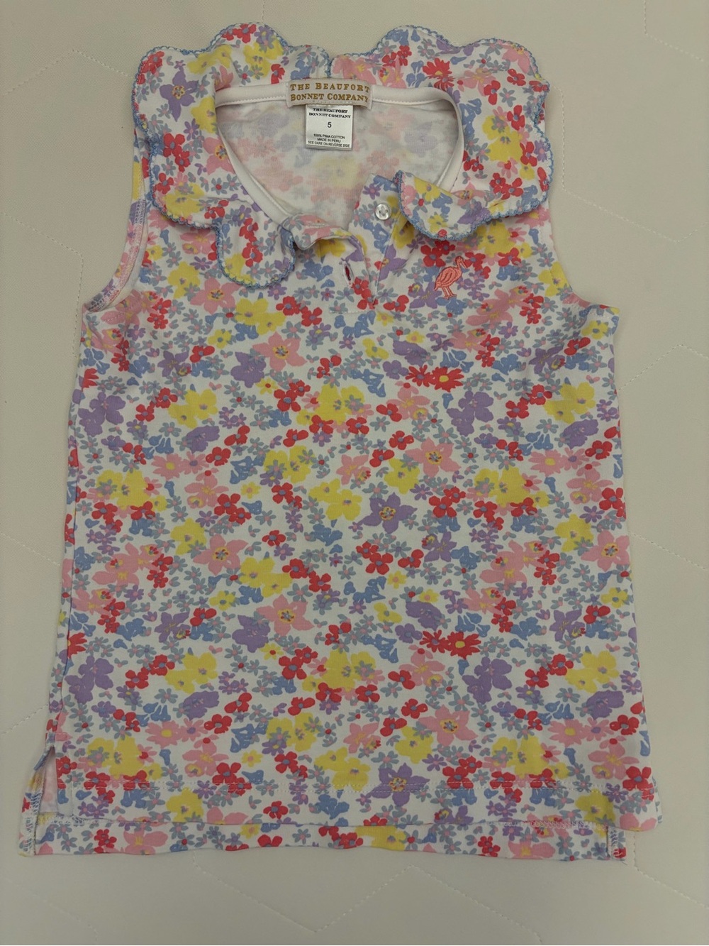 The Beaufort Bonnet Company Floral Polo EUC